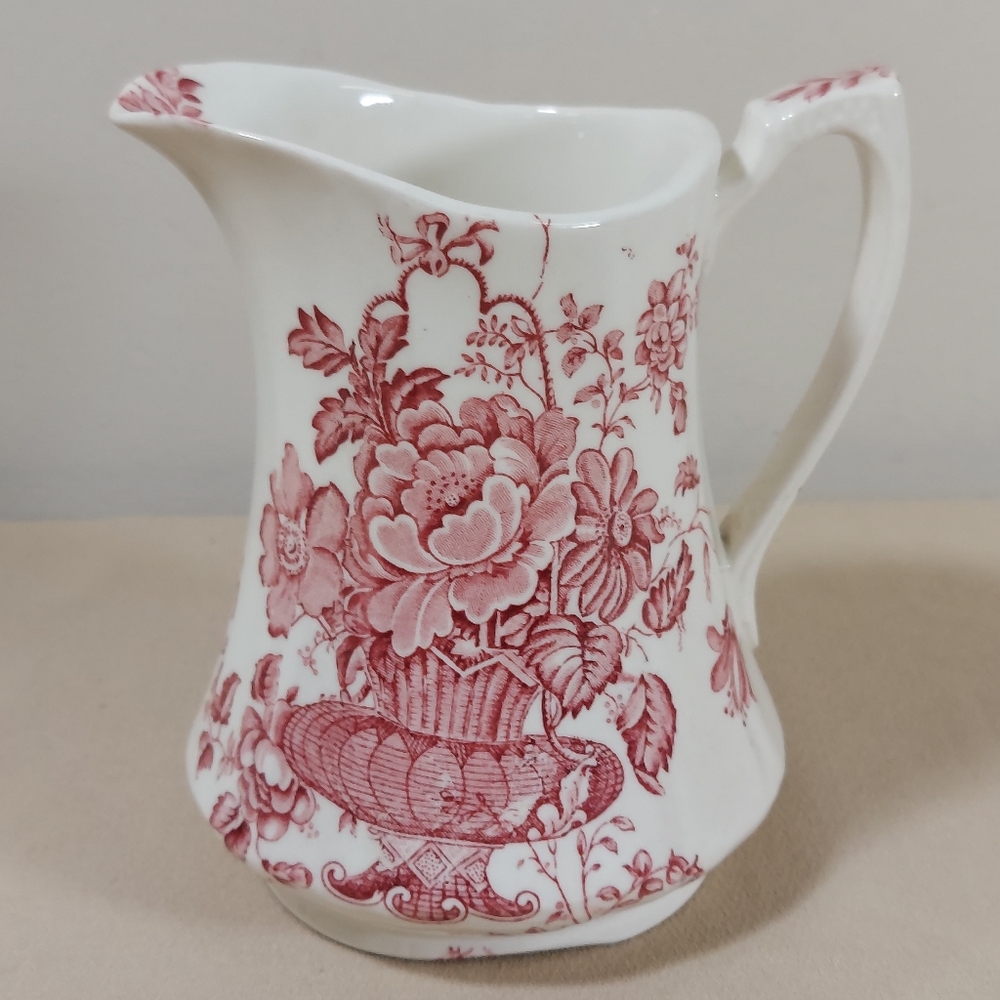 Charlotte Alfred Meakin Pitcher Red & Pink Floral Basket Staffordshire England
